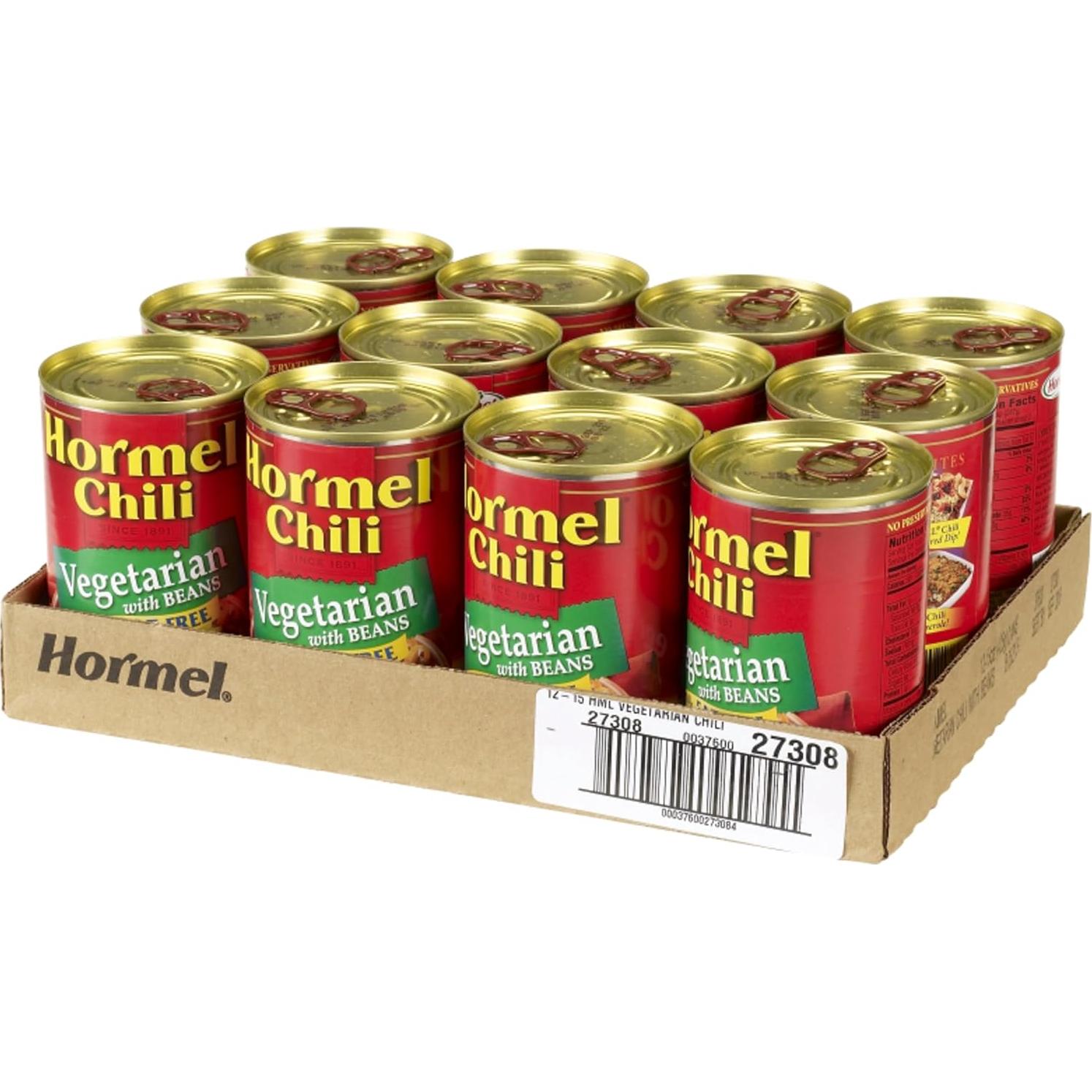 HORMEL Chili Vegetariano con Frijoles 12 Latas 425 g