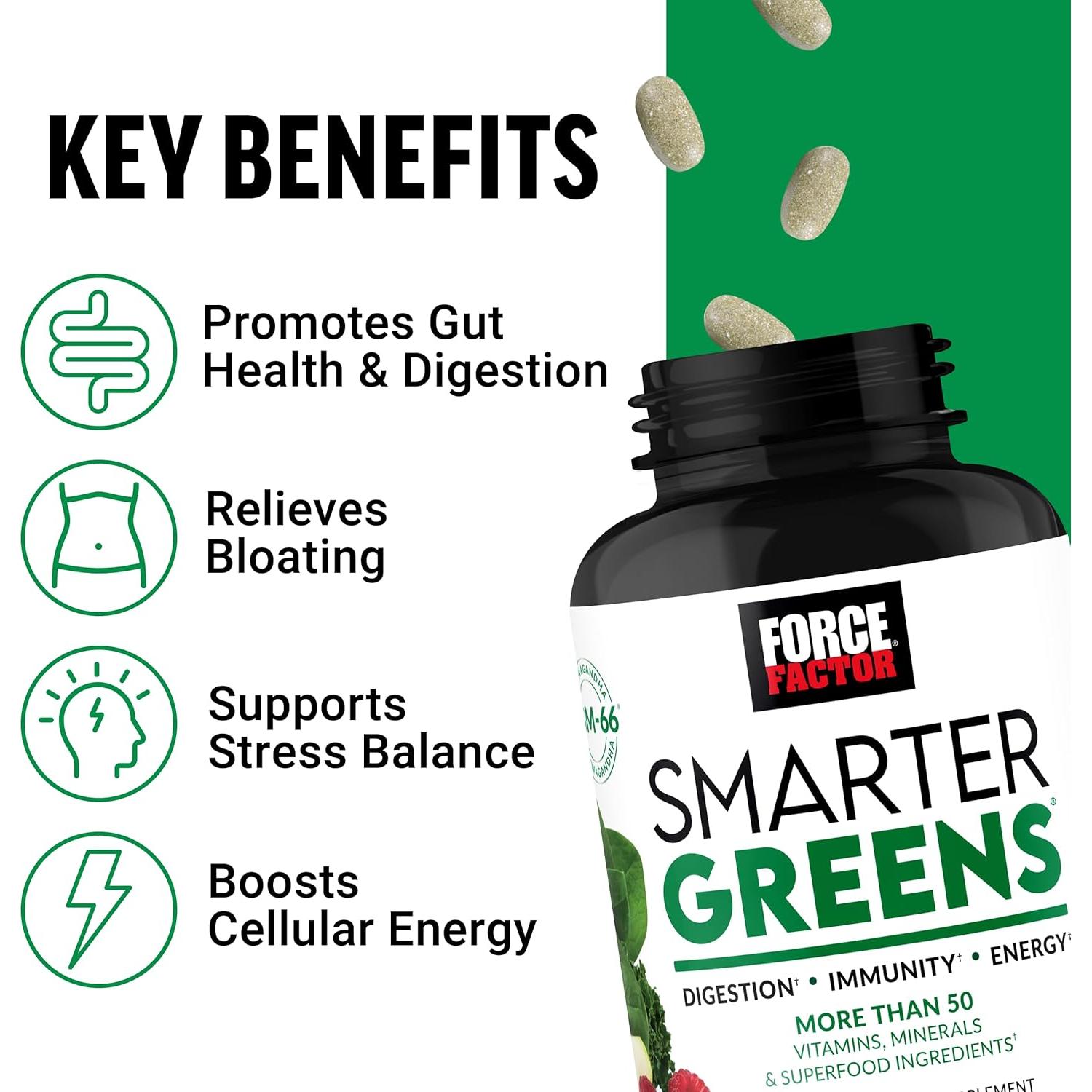 Tabletas Smarter Greens Force Factor 90 Tabletas Suplemento