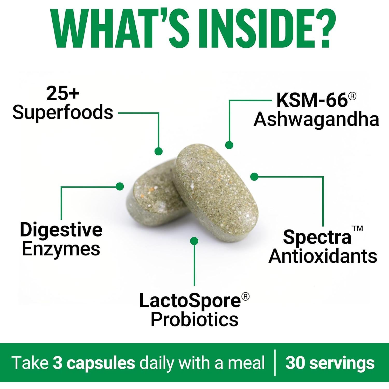 Tabletas Smarter Greens Force Factor 90 Tabletas Suplemento