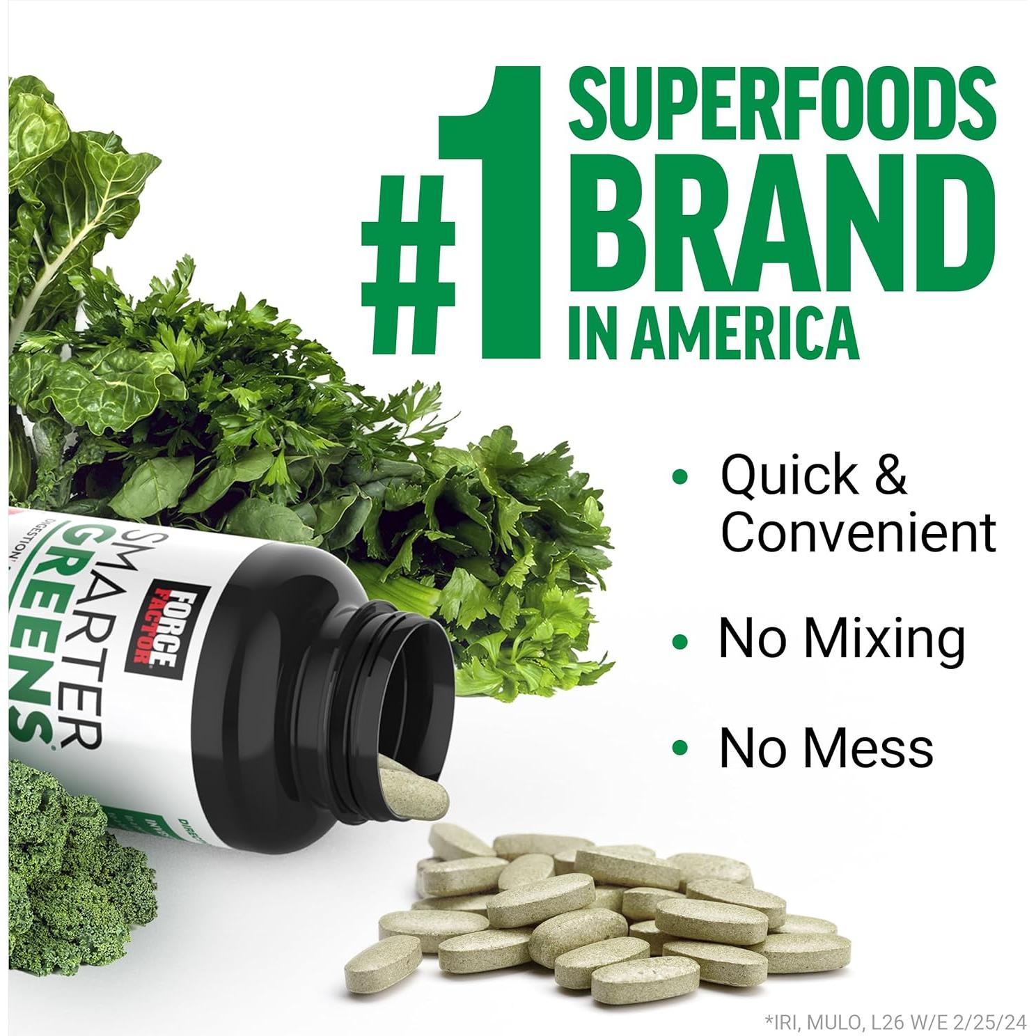 Tabletas Smarter Greens Force Factor 90 Tabletas Suplemento