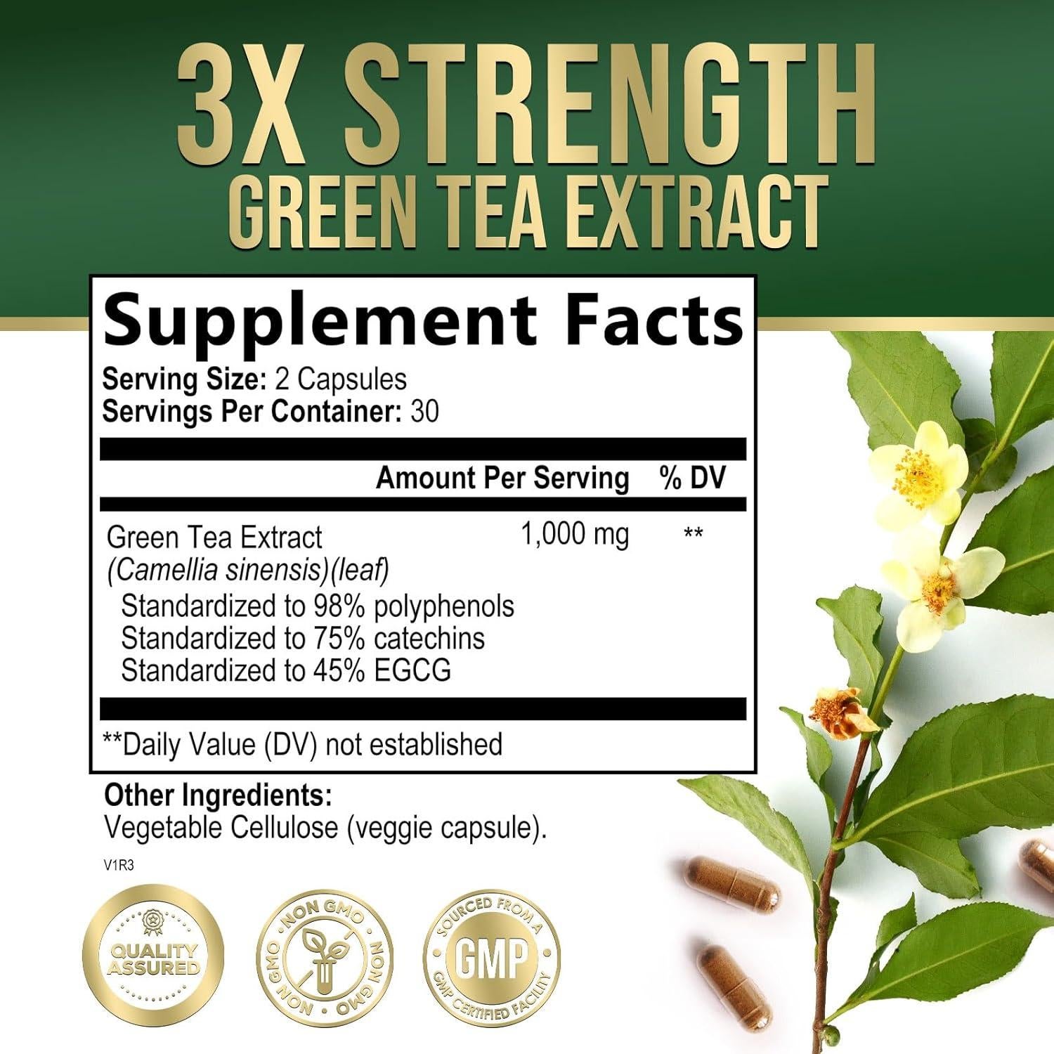 Cápsulas de Té Verde 1000 mg - Nutrición de la Naturaleza - 60 Unidades
