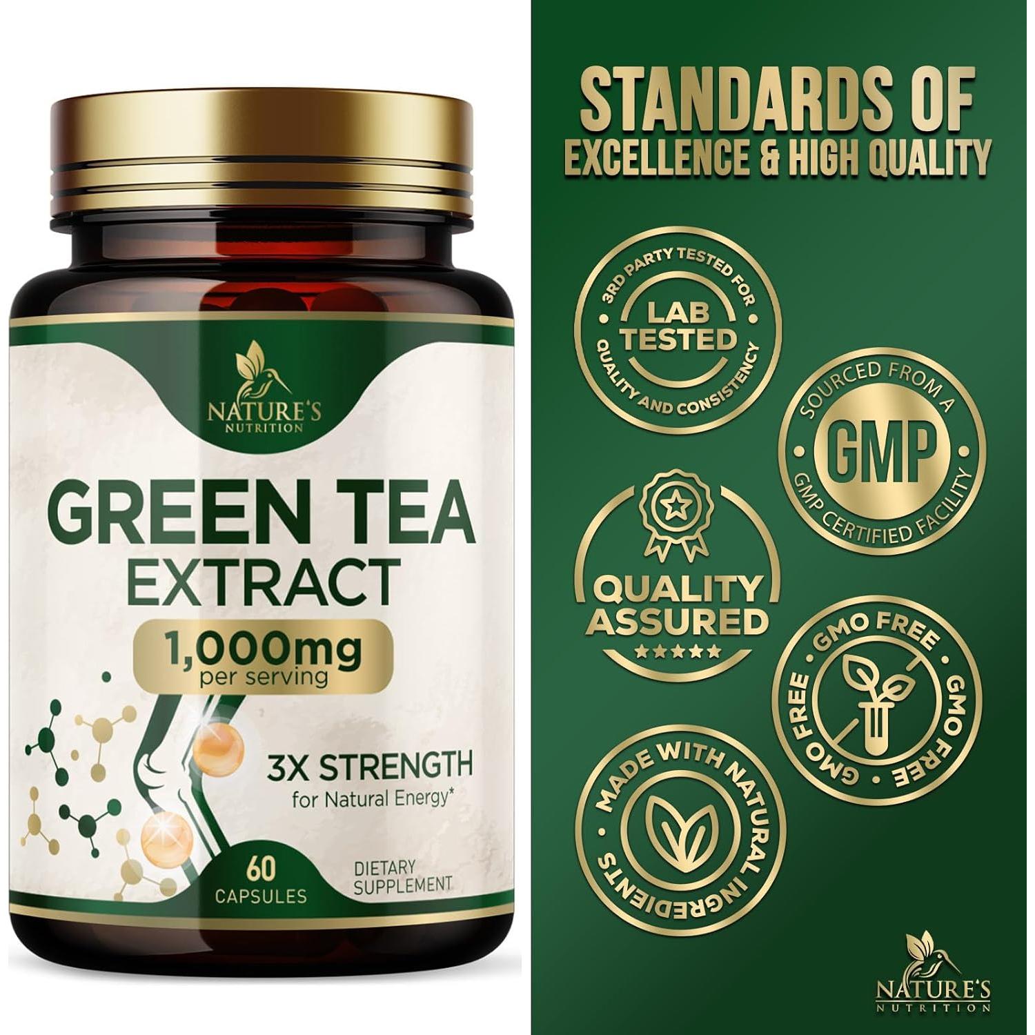 Cápsulas de Té Verde 1000 mg - Nutrición de la Naturaleza - 60 Unidades