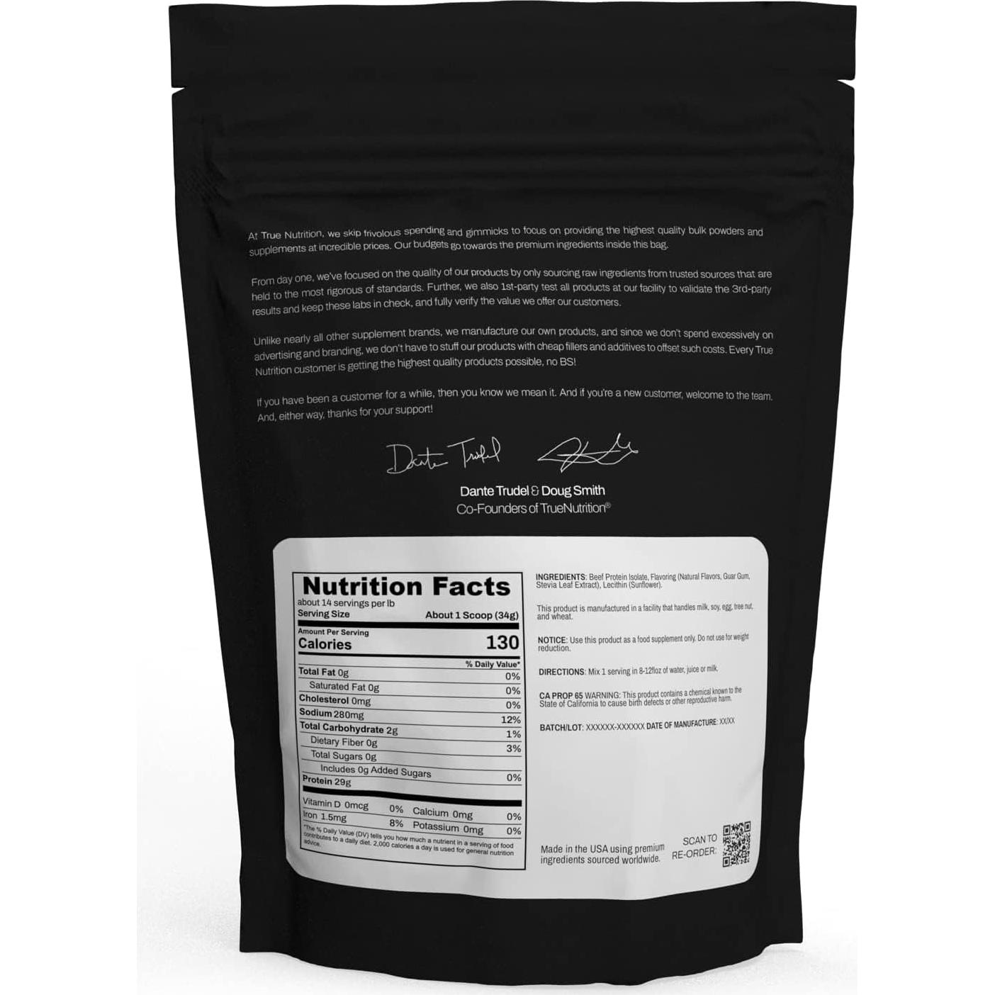 Proteína Aislada de Carne de Res True Nutrition 0.45kg Vainilla