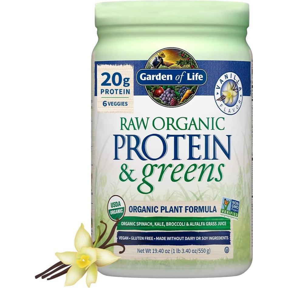 Proteína Orgánica Cruda Jardín de Vida Vainilla 680g - 22g Proteína Vegetal