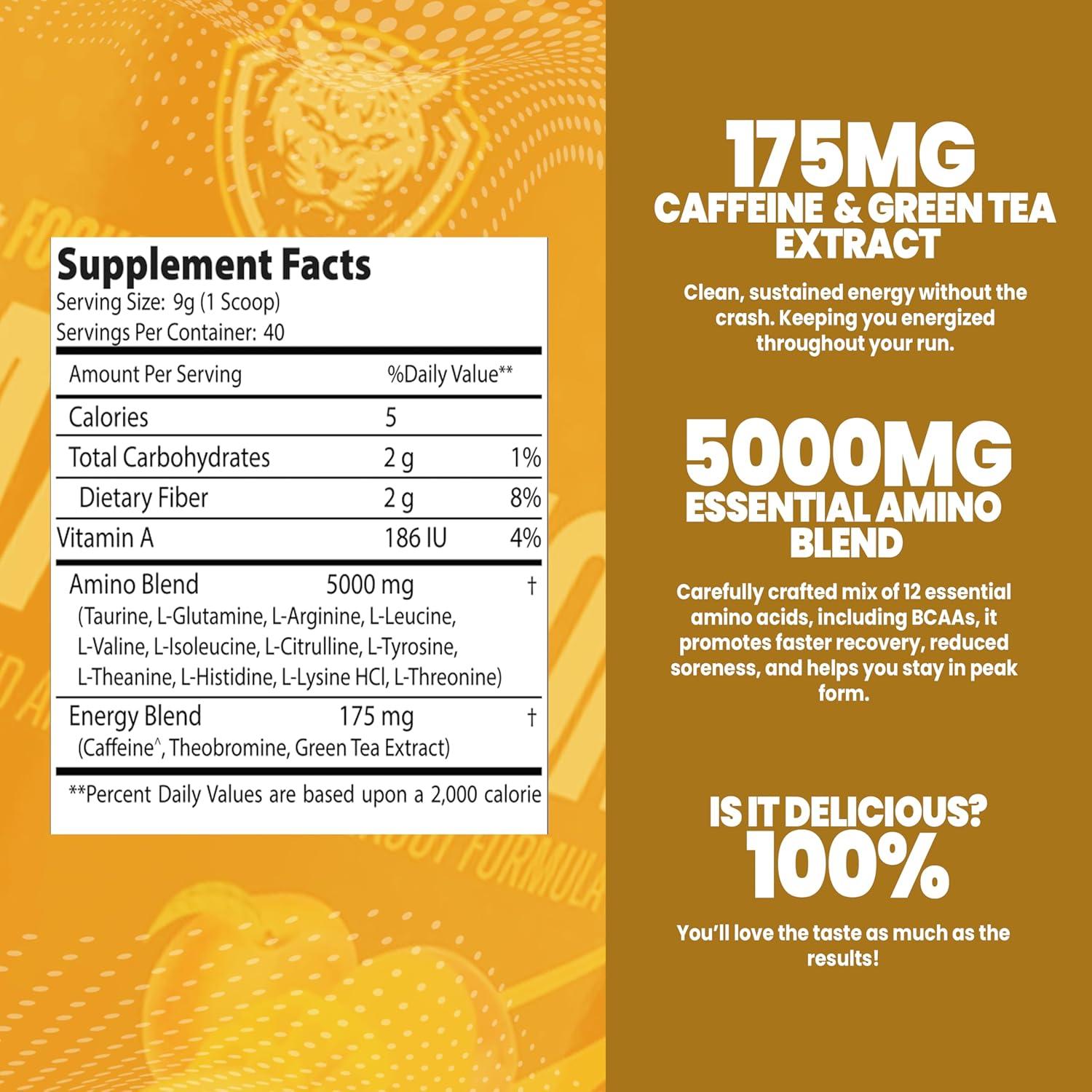 Suplemento Energético 6AM Run Durazno Mango 340g BCAAs