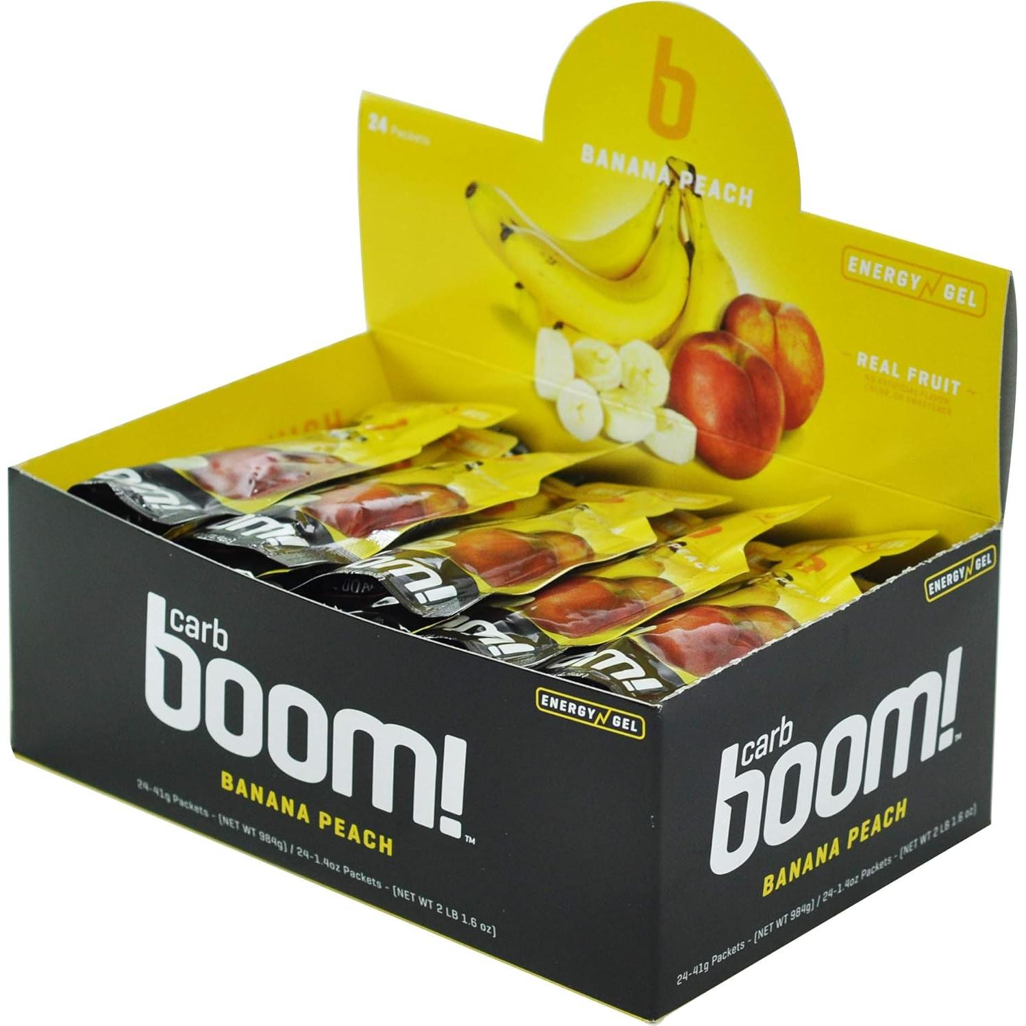 Gel Energético Boom Nutrition Plátano Durazno 28g - Paquete de 24