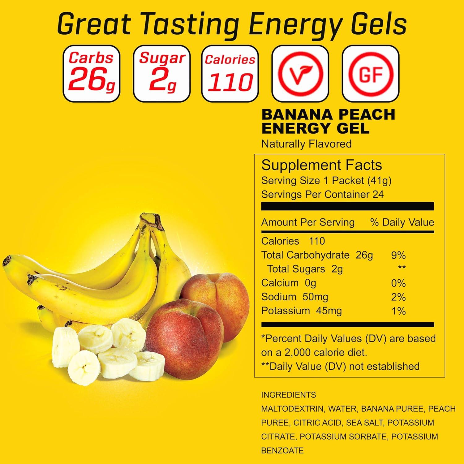 Gel Energético Boom Nutrition Plátano Durazno 28g - Paquete de 24