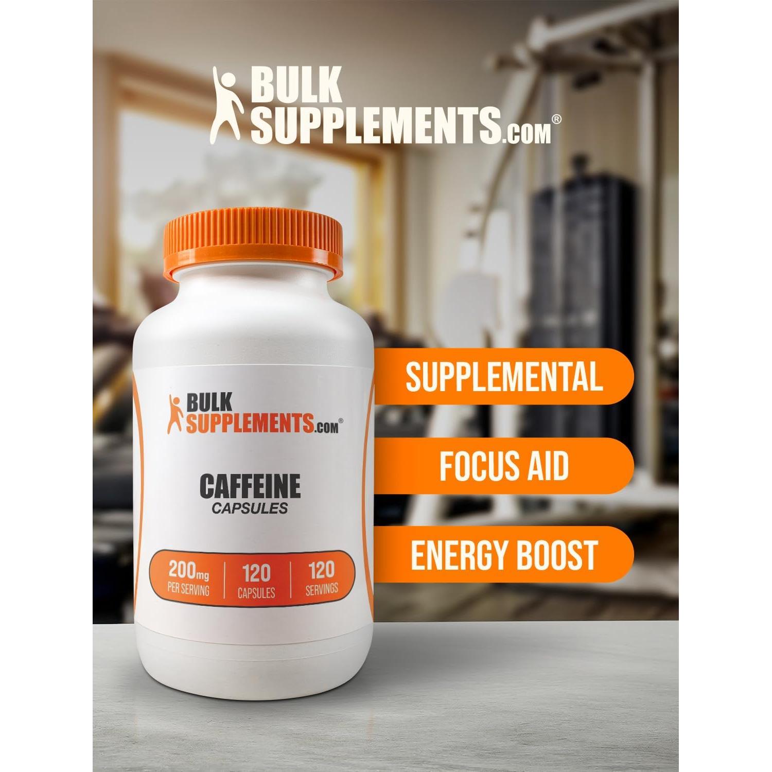 Cápsulas de Cafeína 200mg BulkSupplements - 120 Unidades
