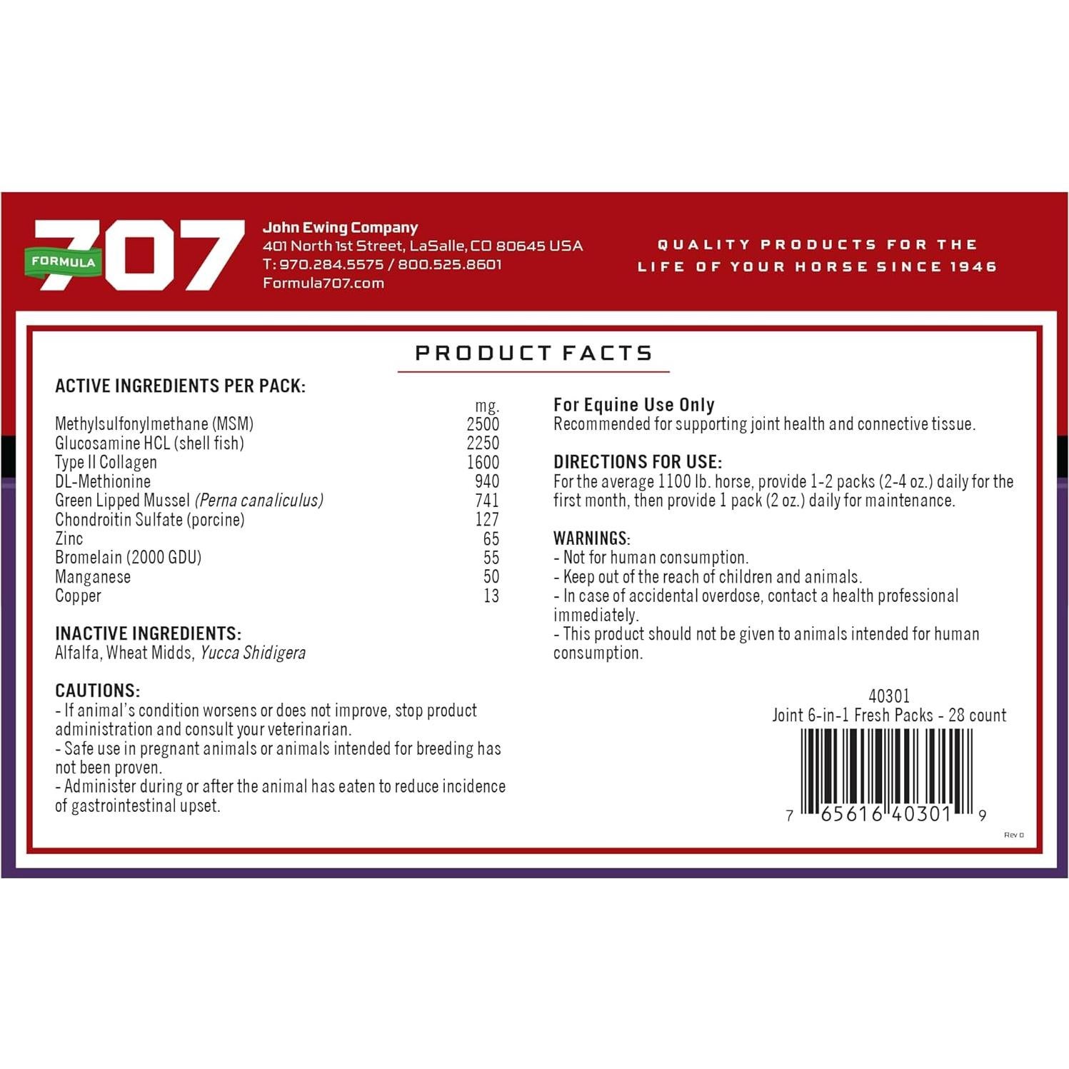 Suplemento Ecuestre Formula 707 Joint 6en1 28 Días - Salud Articular