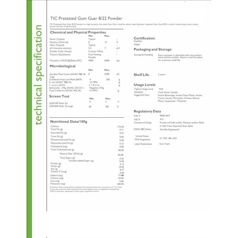 Polvo de Goma Guar ZEHO 4.54 kg - Aglutinante Natural Vegano