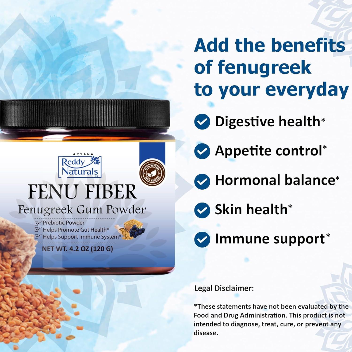 Reddy Naturals Fenu Fiber - Polvo de Fenogreco 120 g - Suplemento Natural