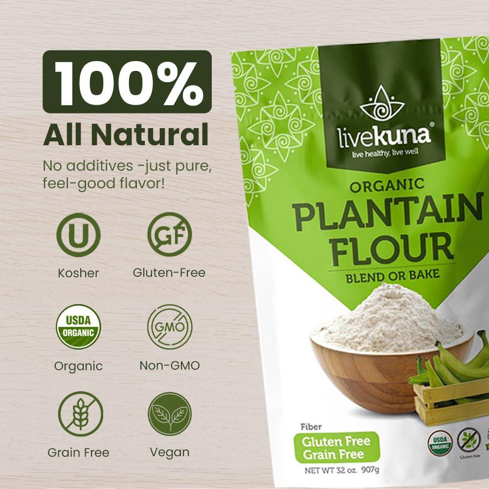 Harina de Plátano Orgánica LiveKuna 907g Sin Gluten Vegana