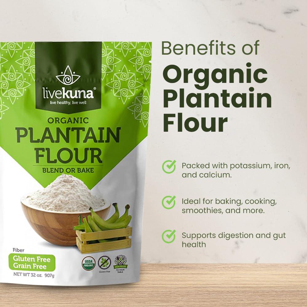 Harina de Plátano Orgánica LiveKuna 907g Sin Gluten Vegana