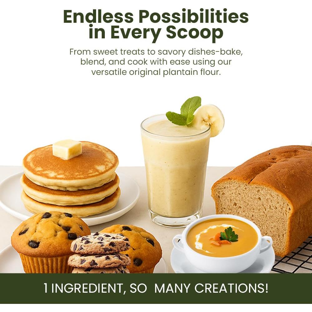 Harina de Plátano Orgánica LiveKuna 907g Sin Gluten Vegana