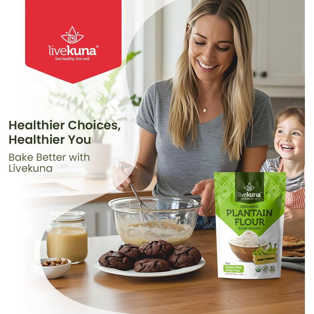 Harina de Plátano Orgánica LiveKuna 907g Sin Gluten Vegana