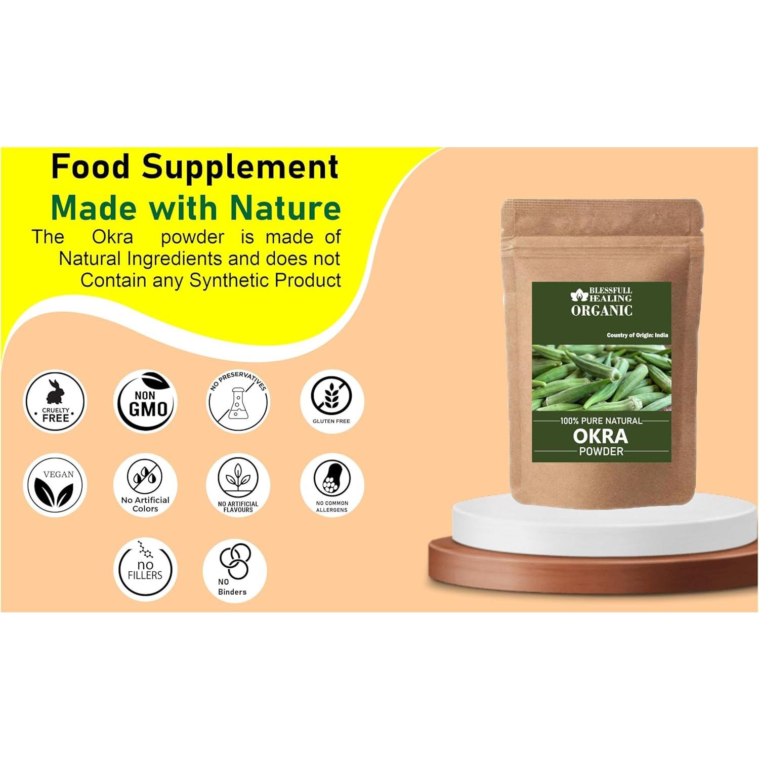 Polvo de Okra Orgánico 100% Puro Blessfull Healing 200g