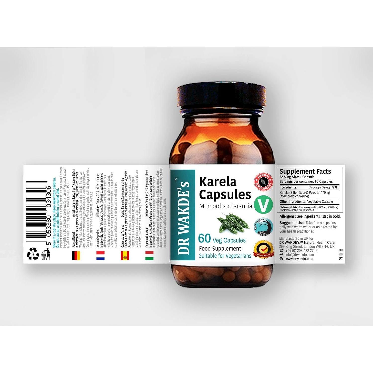 Cápsulas de Karela DR WAKDE 60 Veganas 500mg Suplemento Natural