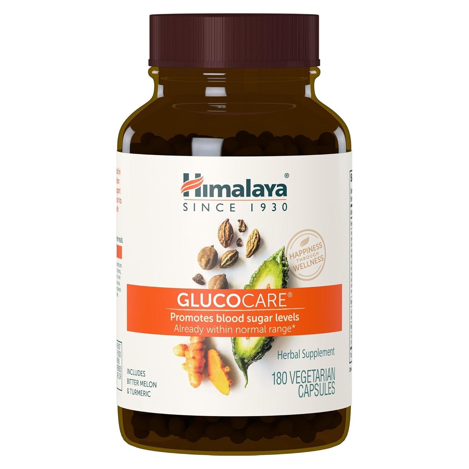 Suplemento Herbal Himalaya GlucoCare 180 Cápsulas Veganas