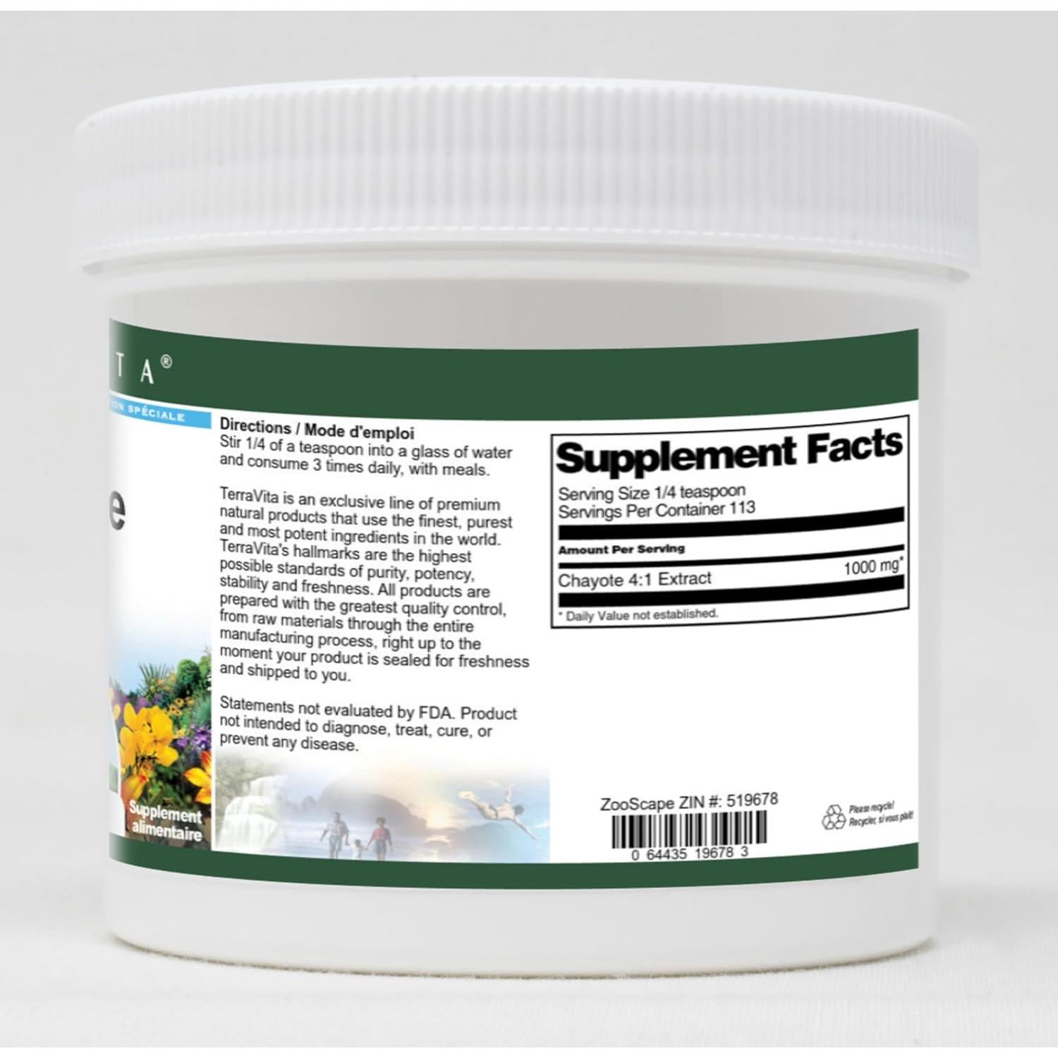 Chayote 4:1 Polvo TerraVita 113.4 g - Paquete de 3