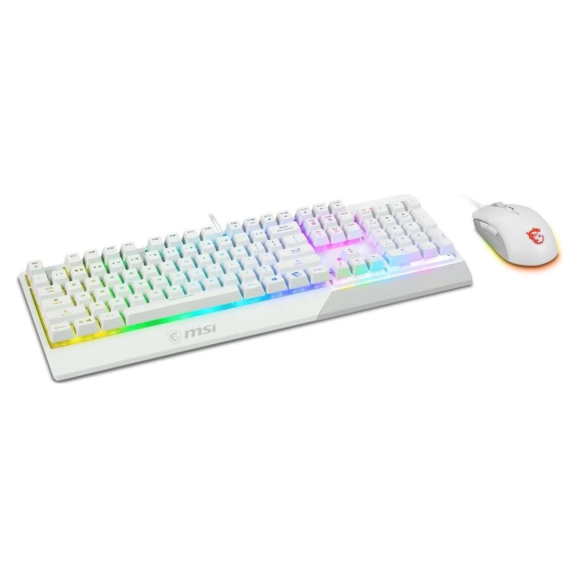 MSI Vigor GK30 Combo White, 6-Zone RGB GK30 Gaming Keyboard & GM11 Gaming Mouse, Water Repellent & Splash-Proof, 5000 DPI