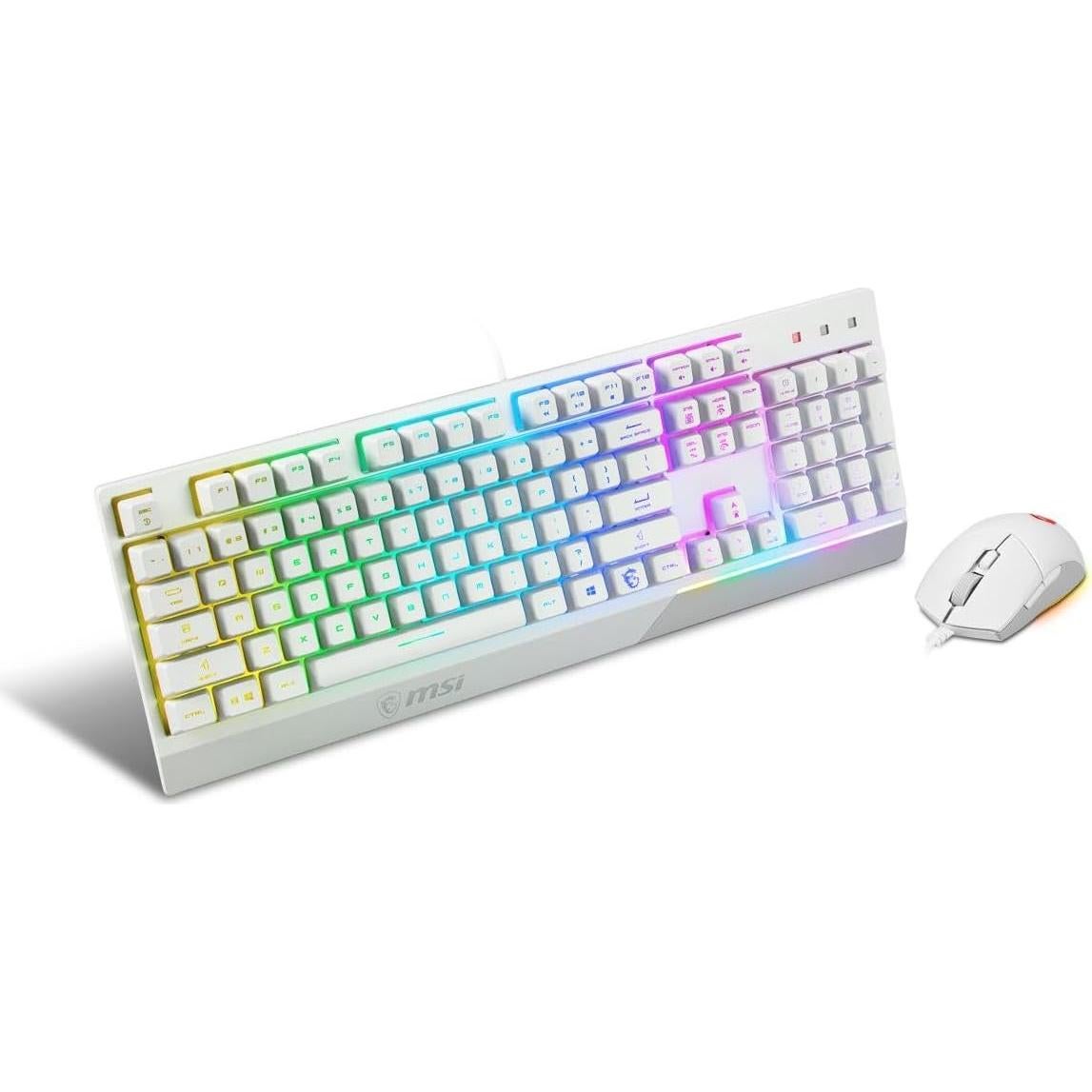 MSI Vigor GK30 Combo White, 6-Zone RGB GK30 Gaming Keyboard & GM11 Gaming Mouse, Water Repellent & Splash-Proof, 5000 DPI