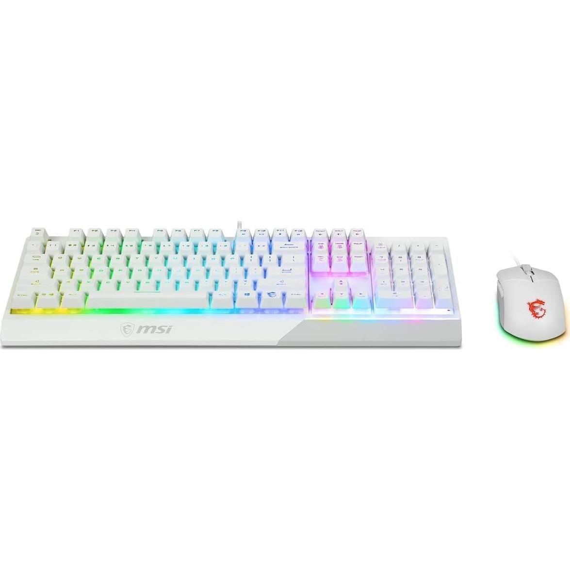 MSI Vigor GK30 Combo White, 6-Zone RGB GK30 Gaming Keyboard & GM11 Gaming Mouse, Water Repellent & Splash-Proof, 5000 DPI