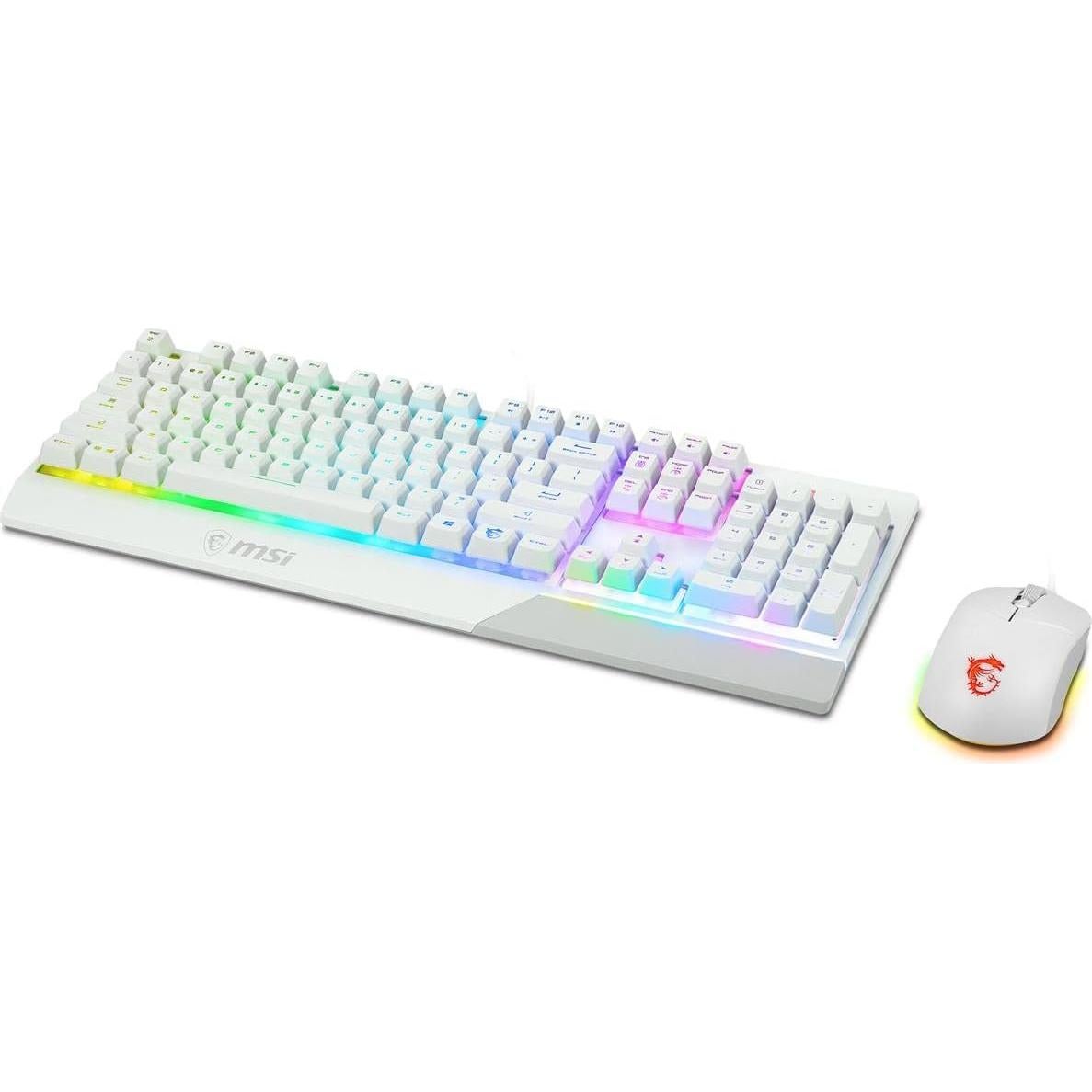 MSI Vigor GK30 Combo White, 6-Zone RGB GK30 Gaming Keyboard & GM11 Gaming Mouse, Water Repellent & Splash-Proof, 5000 DPI