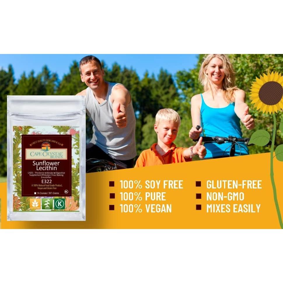 Polvo de Lecitina de Girasol Cape Crystal 226.8 g - Vegano y Sin Gluten