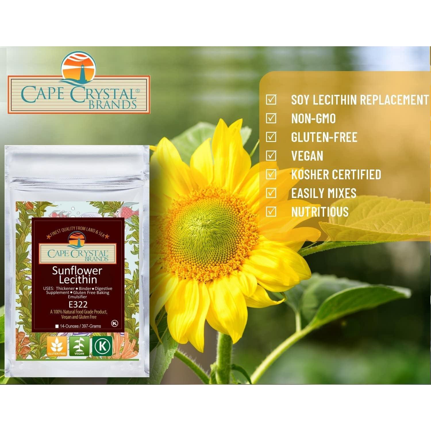 Polvo de Lecitina de Girasol Cape Crystal 226.8 g - Vegano y Sin Gluten
