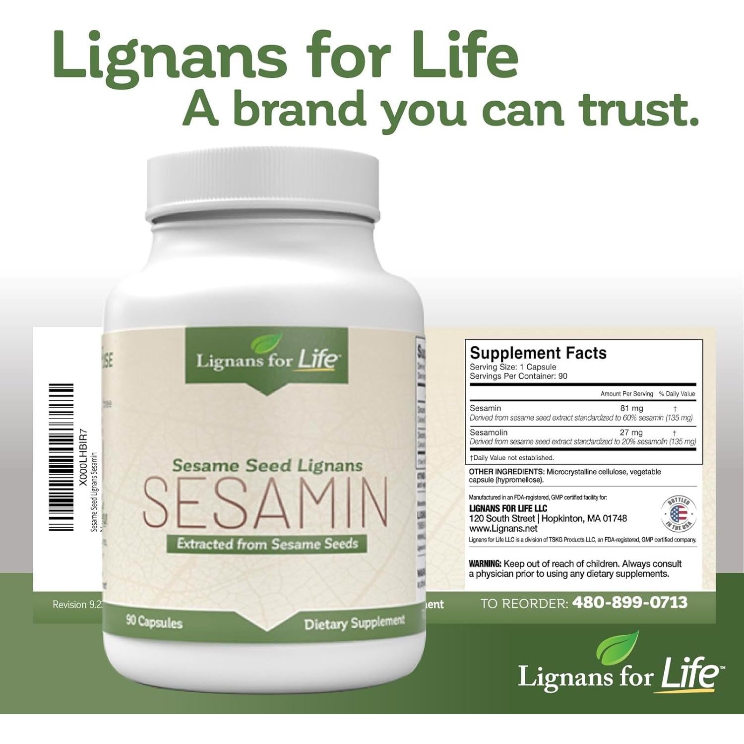 Extracto de Sésamo Lignans For Life 90 Cápsulas 81 mg Sesamina