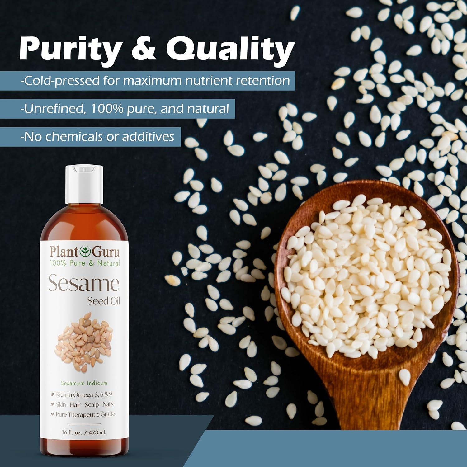 Aceite de Semilla de Sésamo 118 ml - Prensado en Frío, 100% Puro