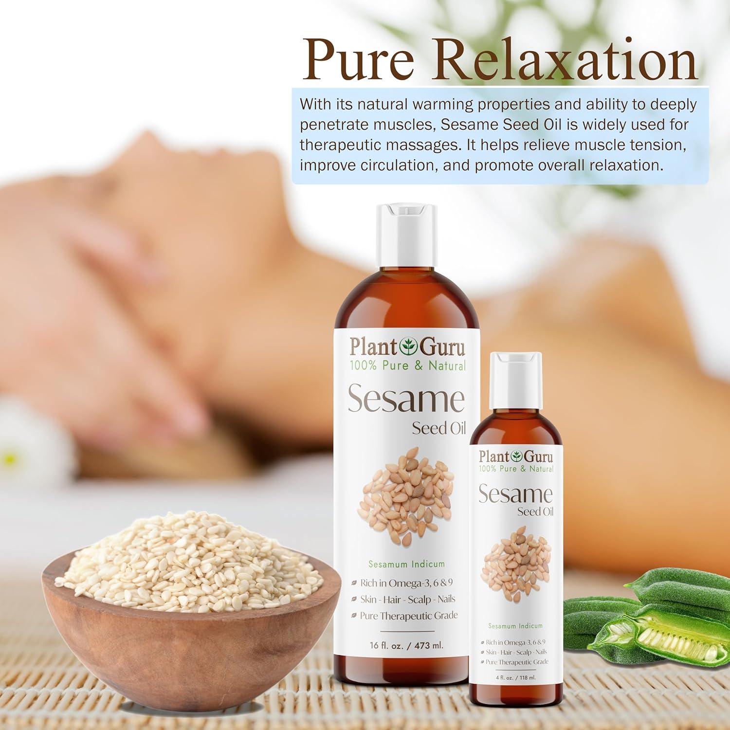 Aceite de Semilla de Sésamo 118 ml - Prensado en Frío, 100% Puro