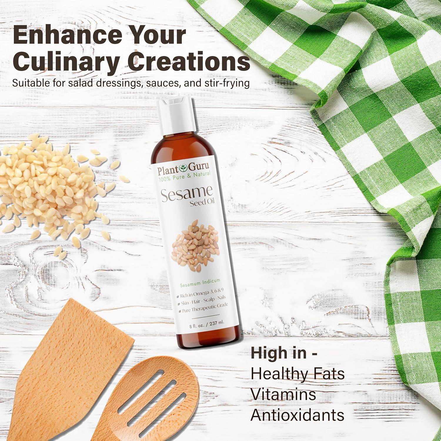 Aceite de Semilla de Sésamo 118 ml - Prensado en Frío, 100% Puro