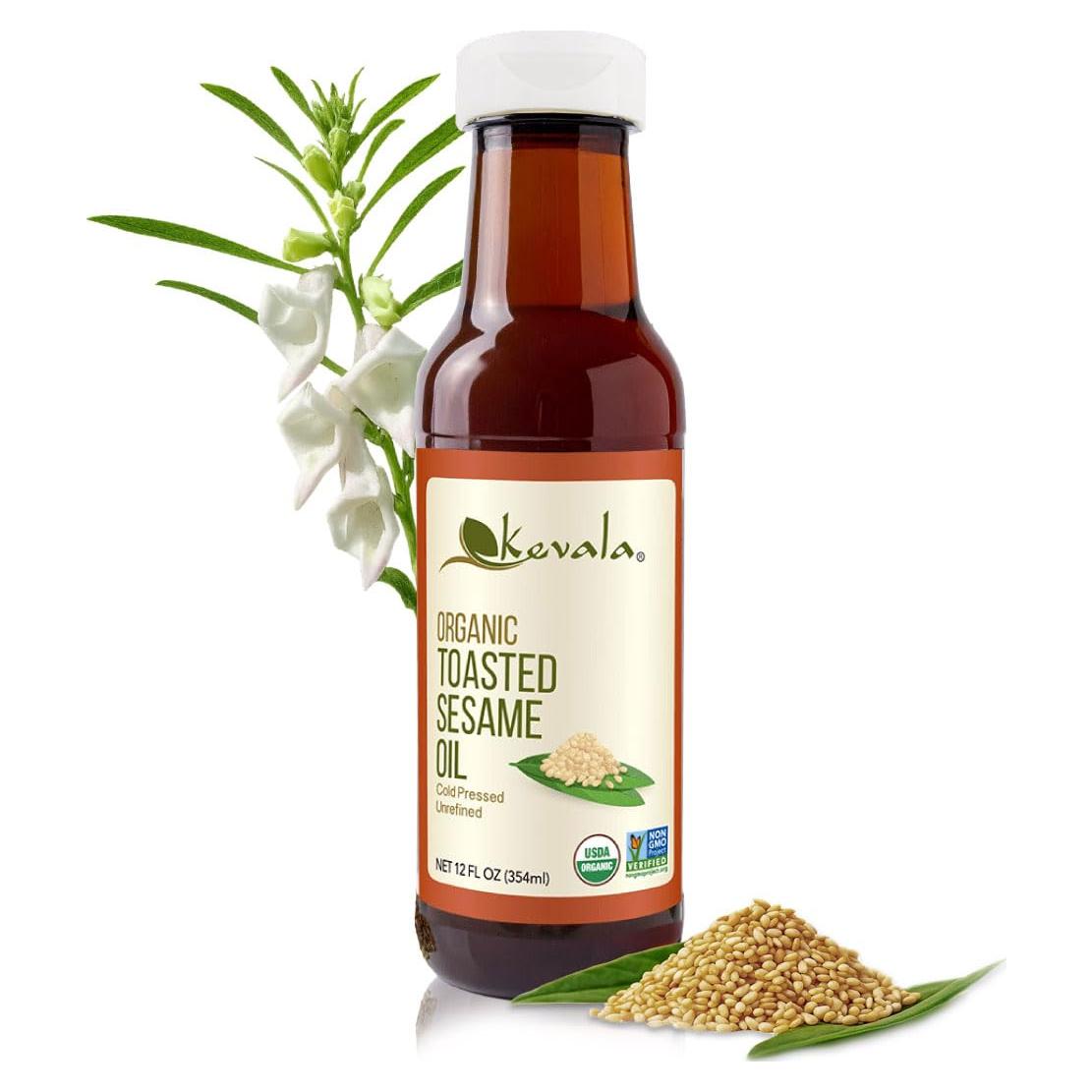 Aceite de Sésamo Tostado Orgánico Kevala 354 ml - Sin Colesterol