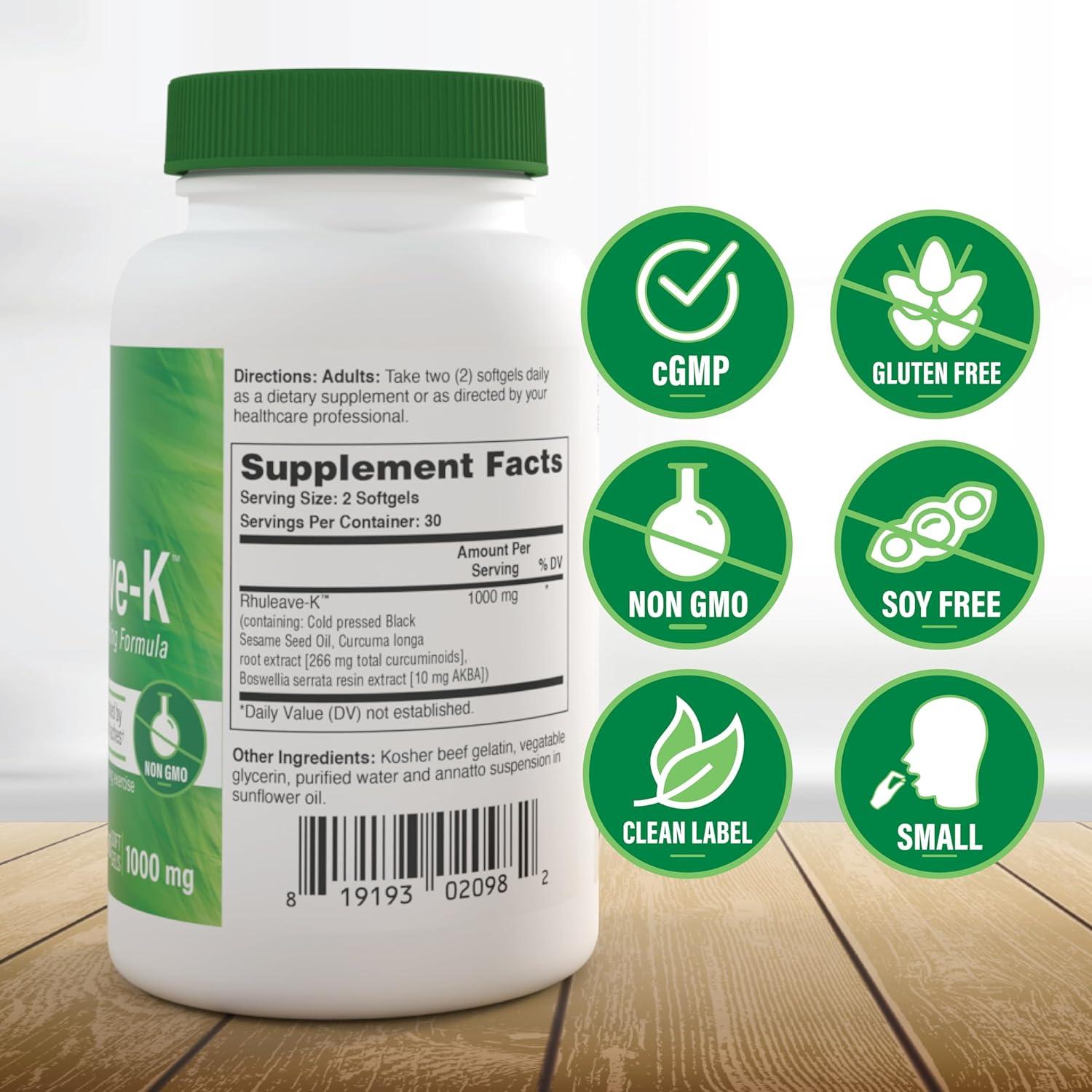 Suplemento Articular Rhuleave-K 1000mg Cúrcuma y Boswellia 60 Cápsulas