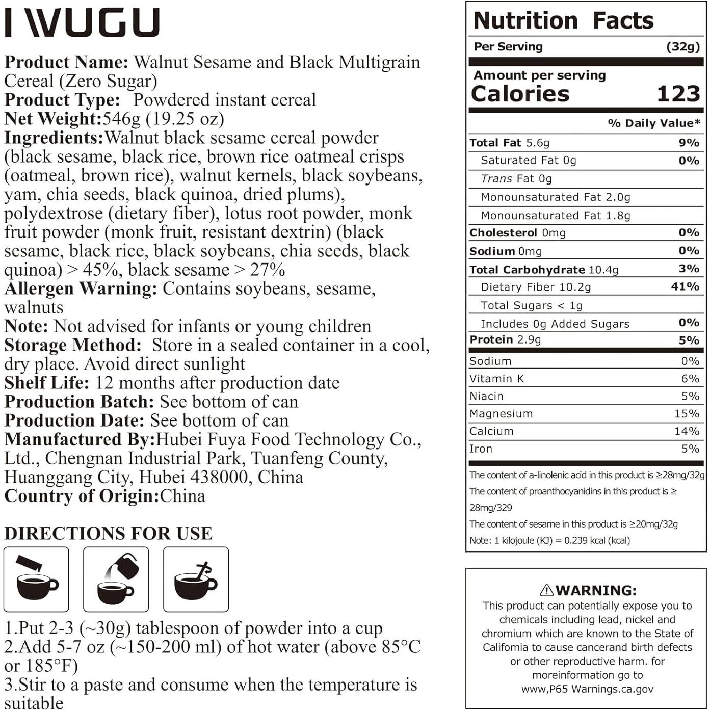 Polvo de Reemplazo de Comida Vegano I WUGU 546g Sin Azúcar