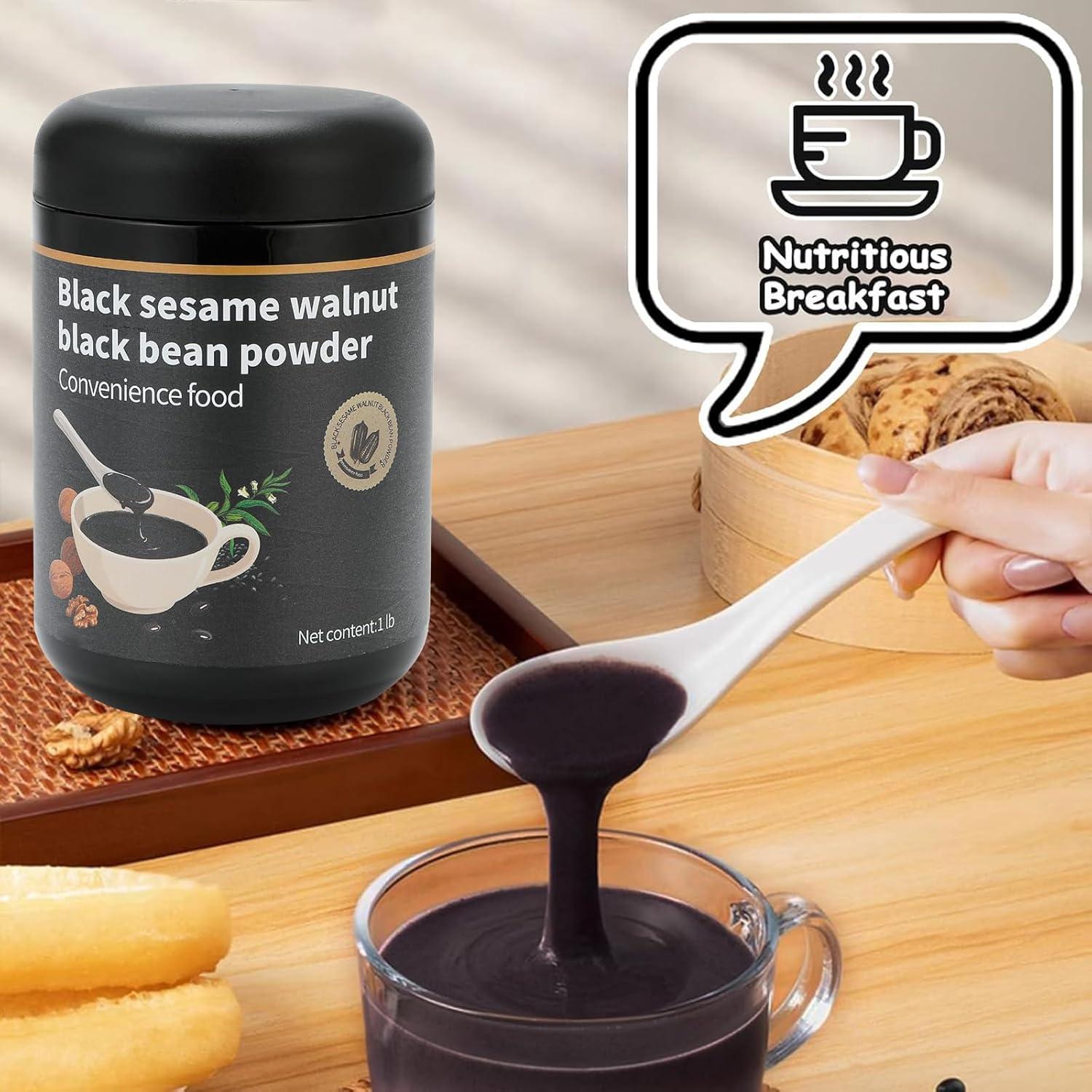 Polvo de Sésamo Negro con Nueces 453g - Bebida Instantánea Vegana