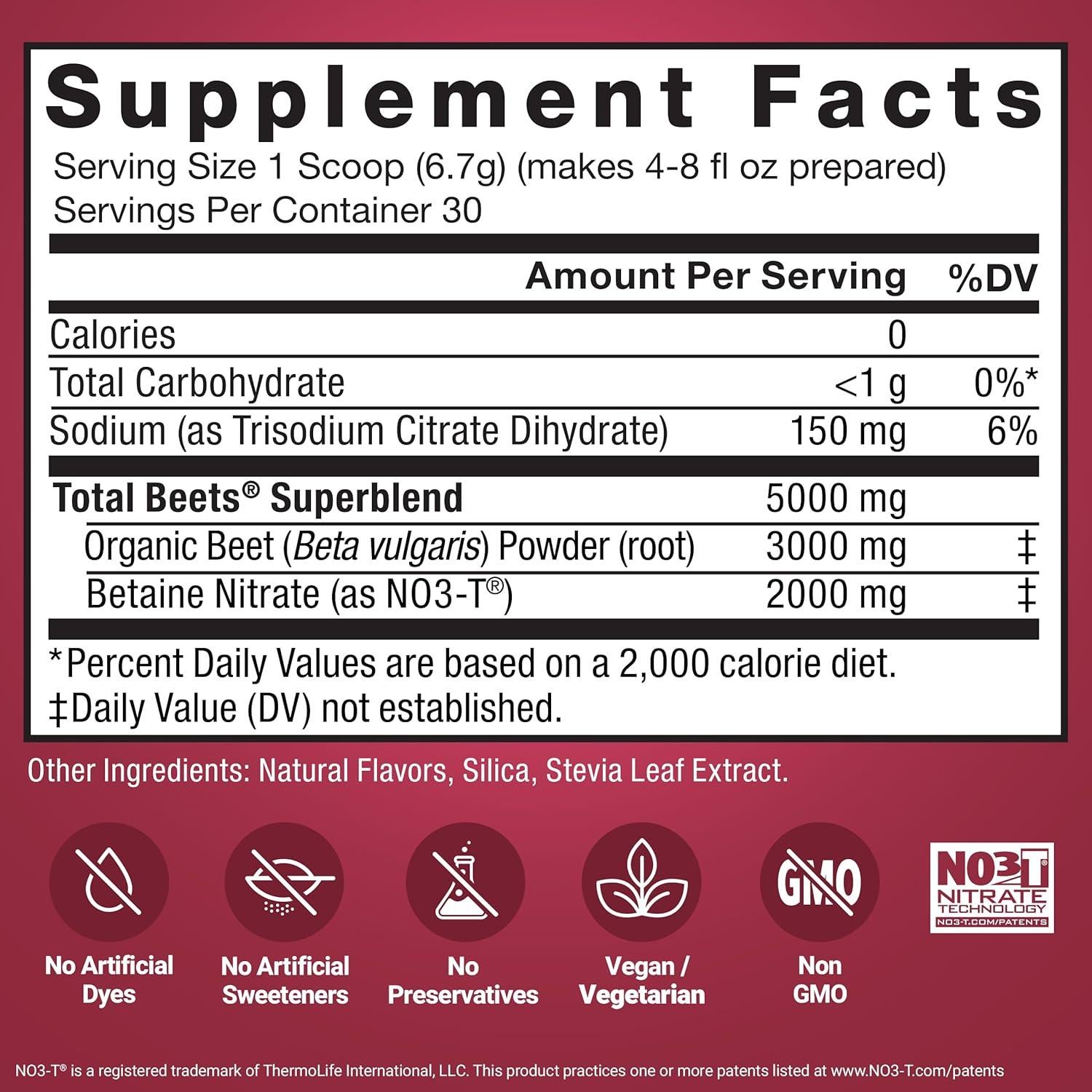 Force Factor Total Beets Polvo 200g - Apoyo Cardiovascular y Energía