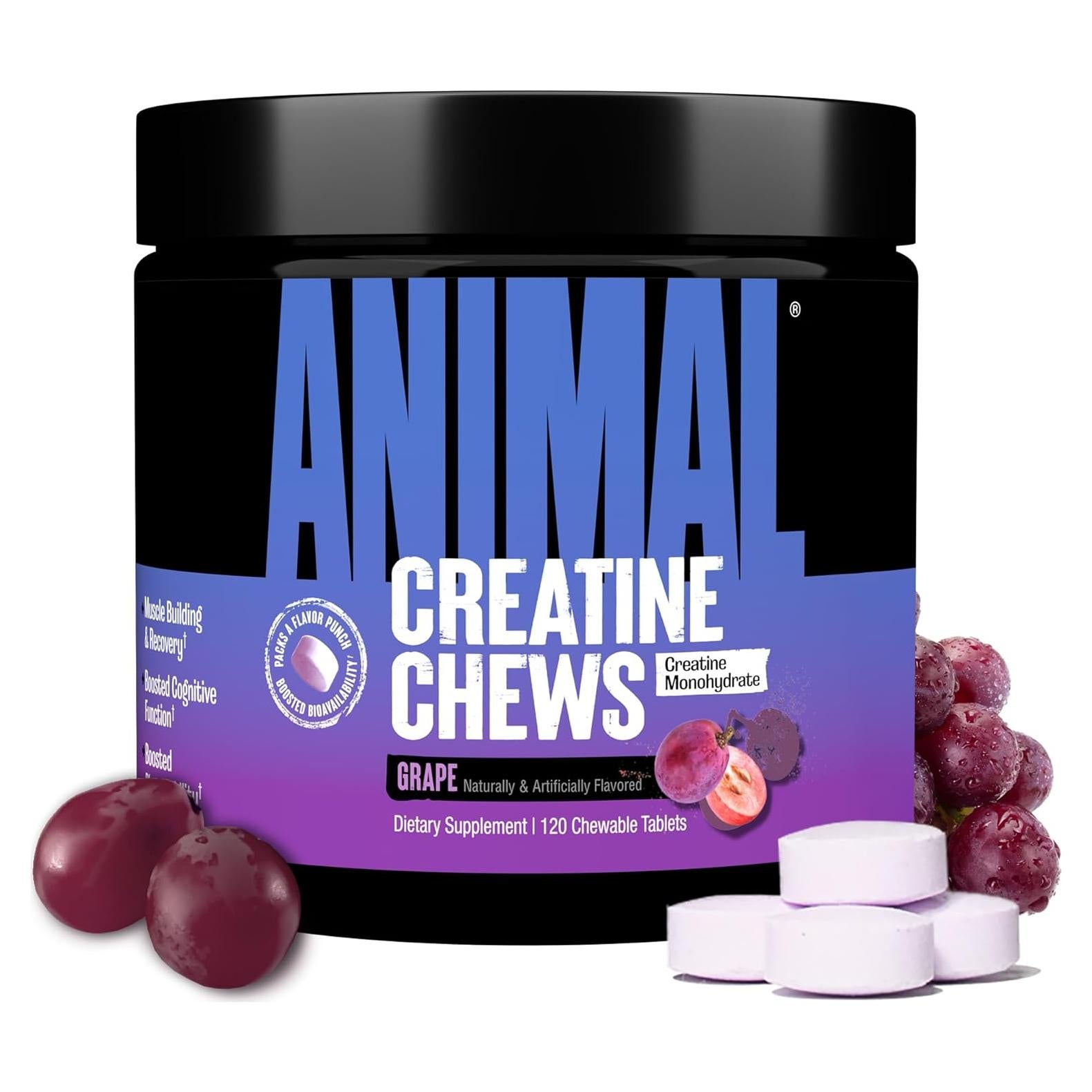 Animal Creatine Chews 120 Tabletas Masticables Sabor Uva