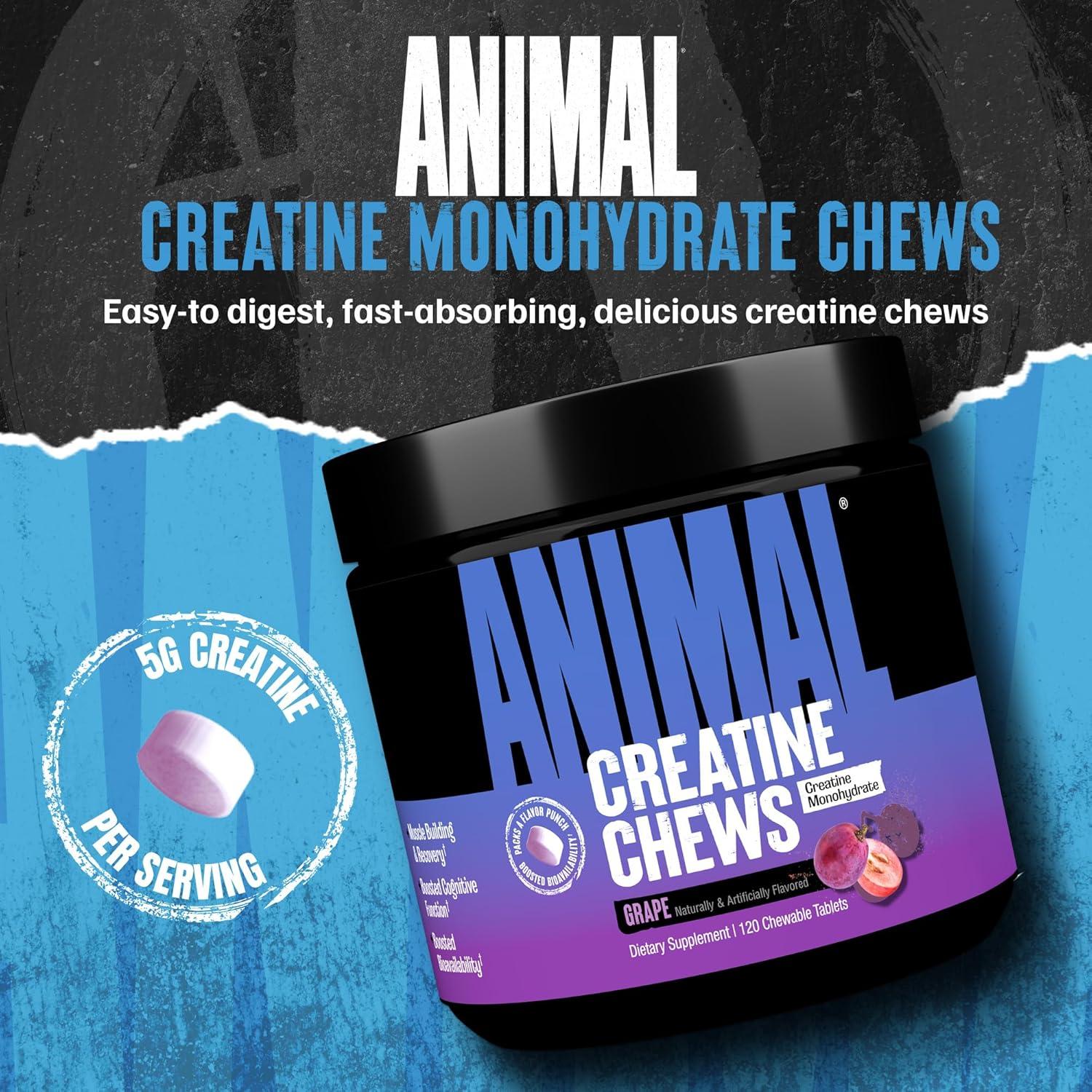 Animal Creatine Chews 120 Tabletas Masticables Sabor Uva