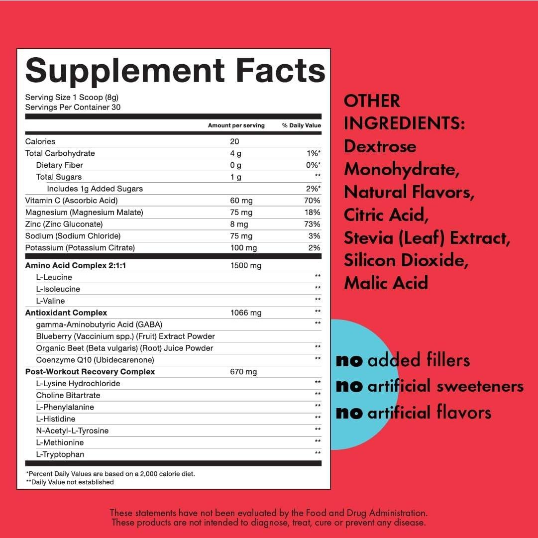 Polvo Post Entrenamiento Kick, Sabor Sandía, 30 Porciones, Sin Azúcares