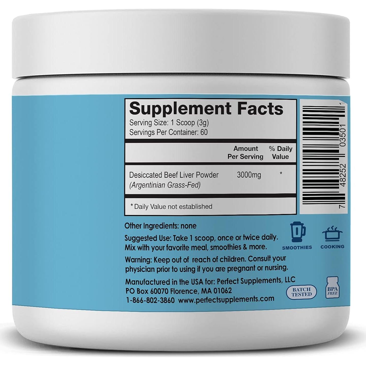 Polvo de Hígado Deshidratado Suplementos Perfectos 180g - Proteína Natural