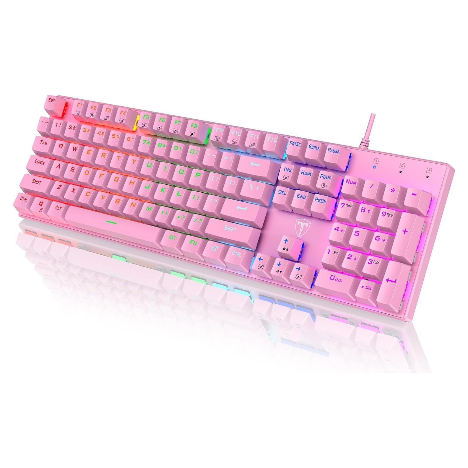 Teclado Mecánico RisoPhy Rosa 104 Teclas RGB USB Retroiluminado