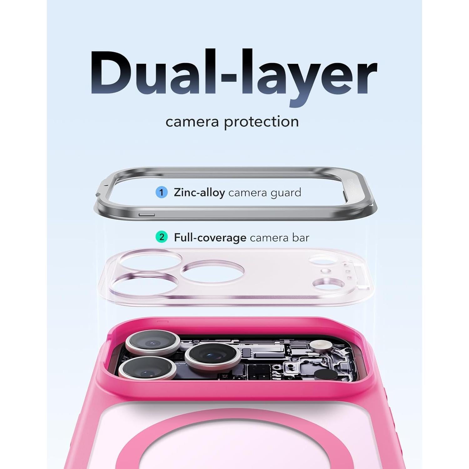 Funda ESR para iPhone 17 Pro Max Rosa Frosted con Soporte Stash