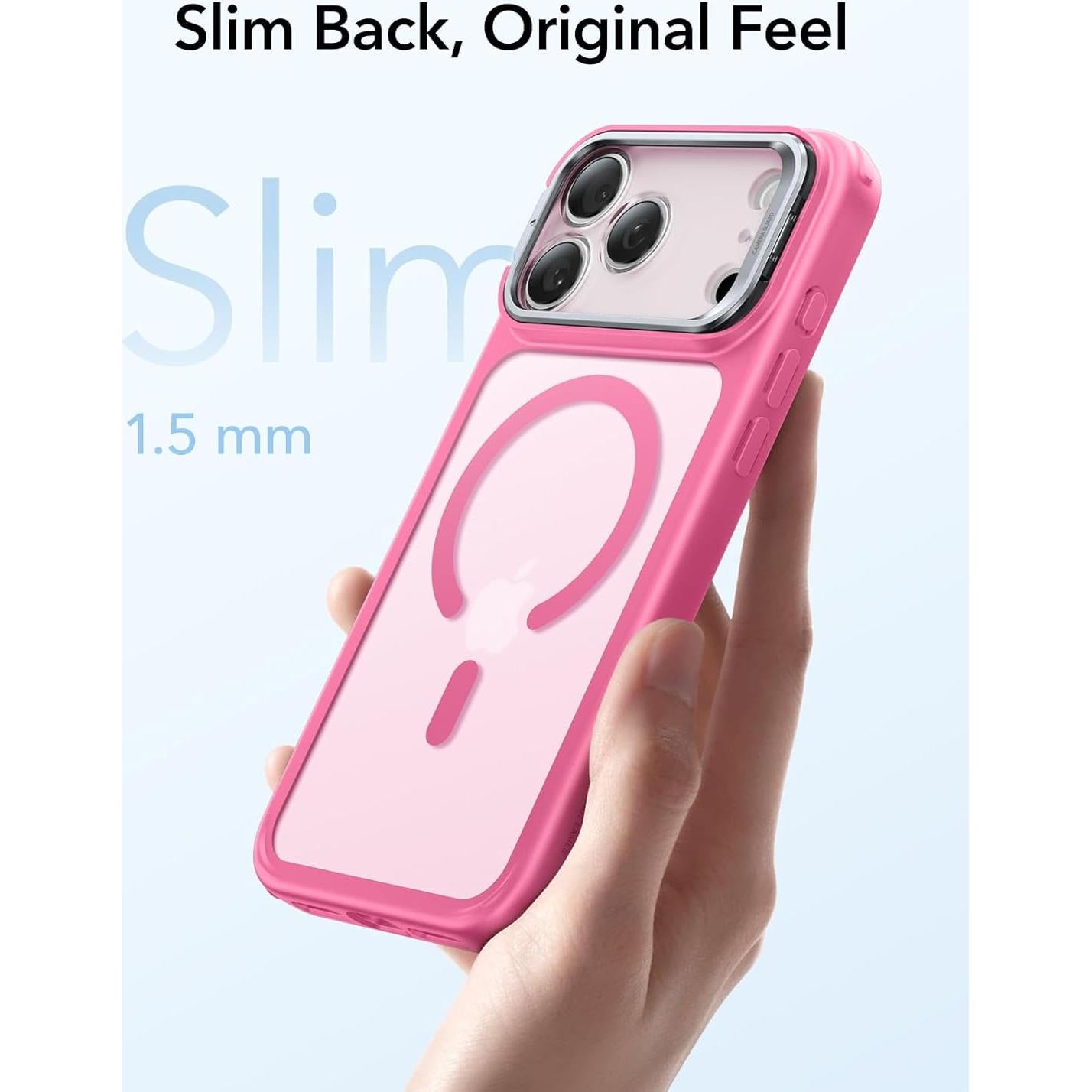 Funda ESR para iPhone 17 Pro Max Rosa Frosted con Soporte Stash