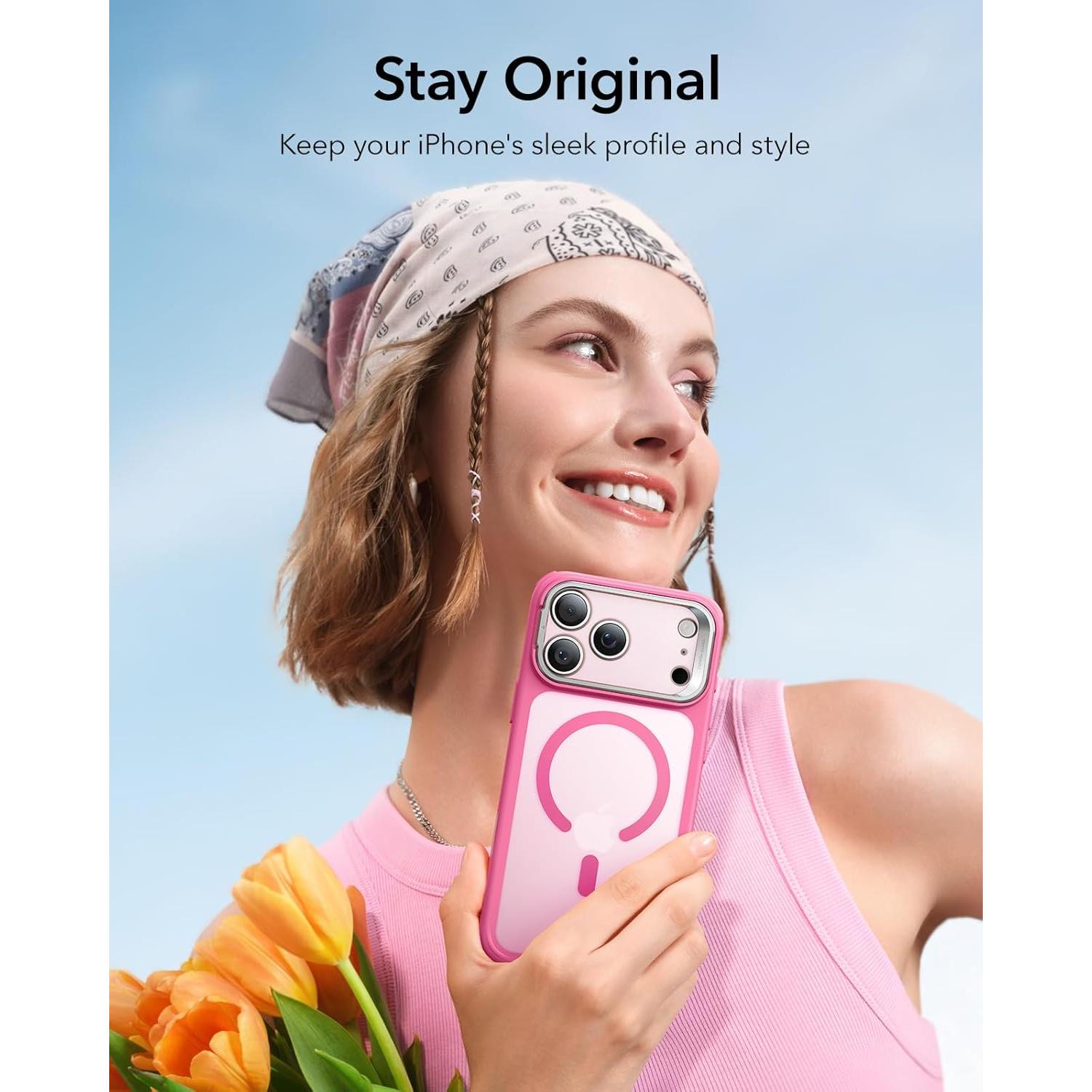 Funda ESR para iPhone 17 Pro Max Rosa Frosted con Soporte Stash