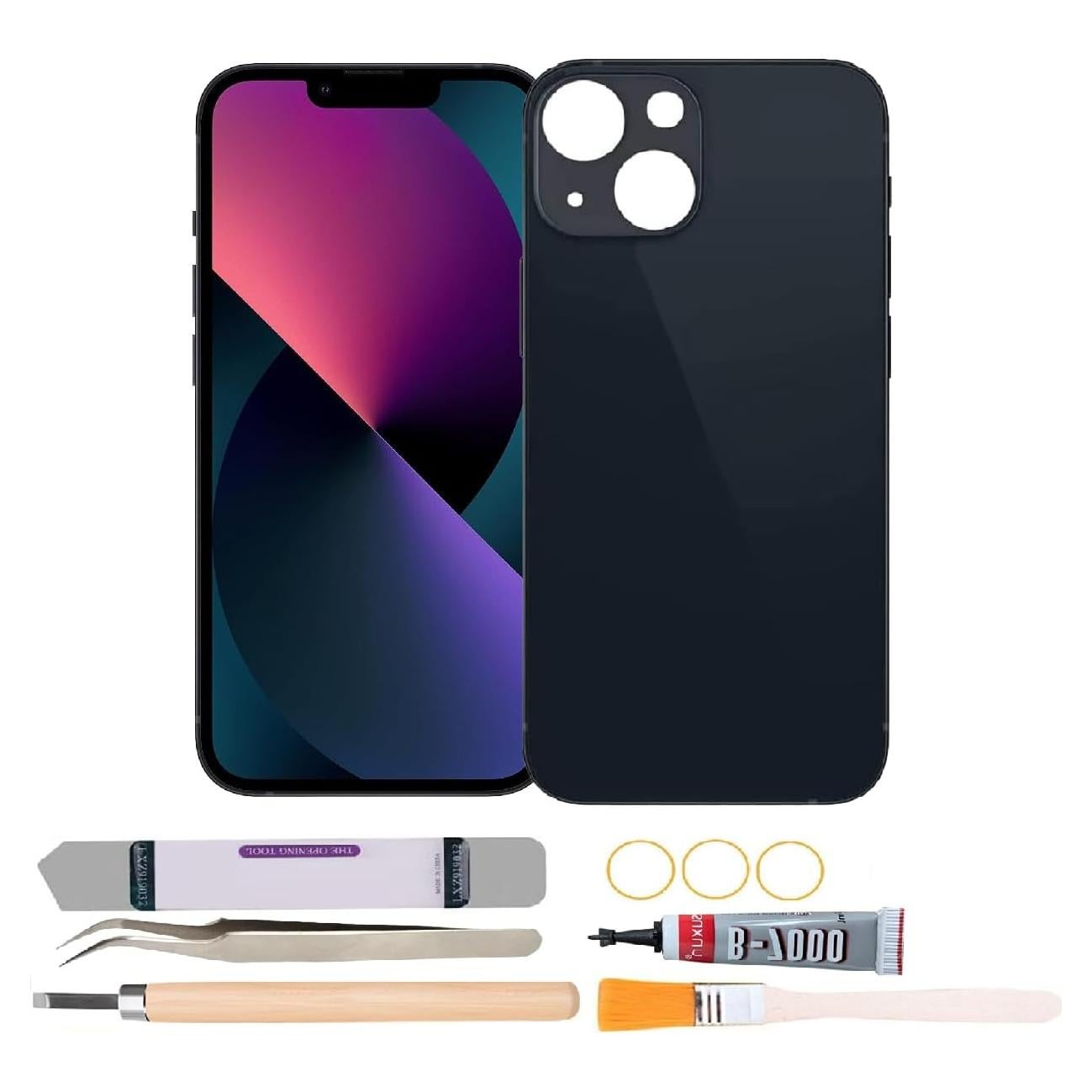 Cristal Trasero iPhone 13 Negro + Kit Herramientas Reparación