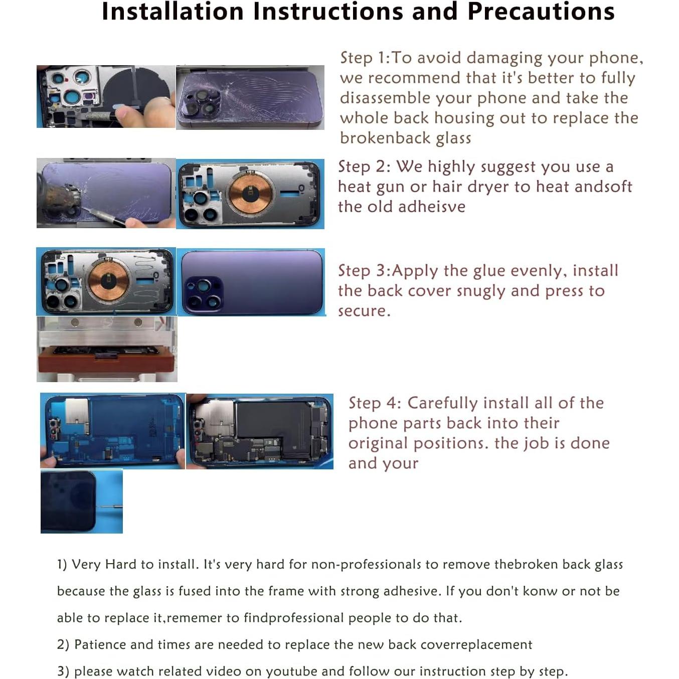 Cristal Trasero iPhone 13 Negro + Kit Herramientas Reparación