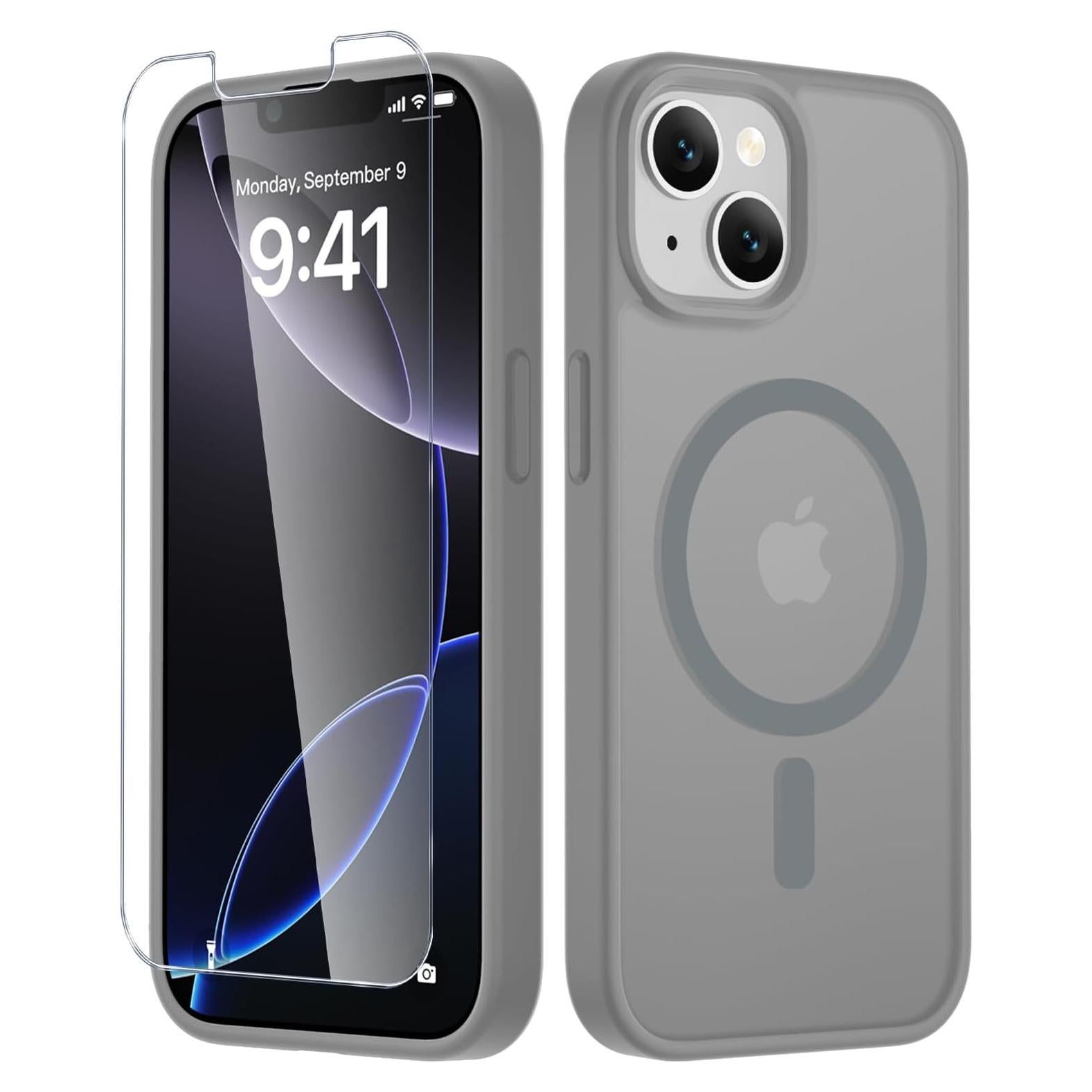 Funda Magnética LATVIN para iPhone 14/13 - Protección Militar, Gris