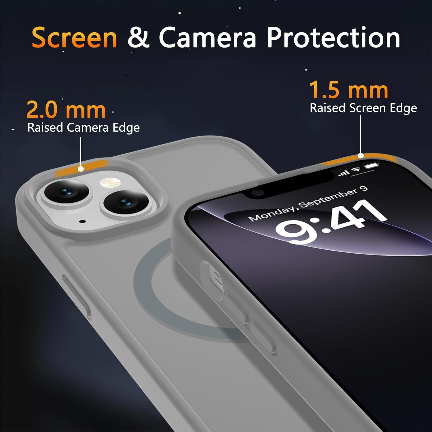 Funda Magnética LATVIN para iPhone 14/13 - Protección Militar, Gris